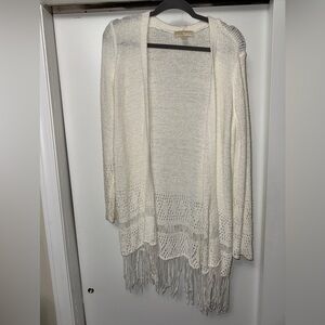 MICHAEL Michael Kors Cream Fringe Cardigan